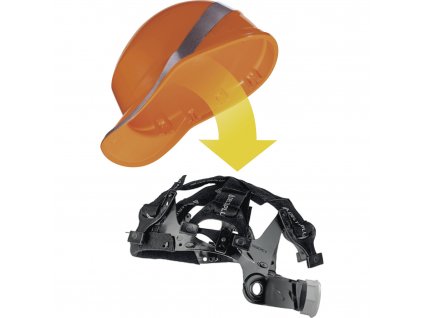 HARNESS V SÁČEK 10 POSTROJŮ PRO PRACOVNÍ PŘILBU DIAMONDV (Velikost NASTAVITELNÁ, Barva černá)