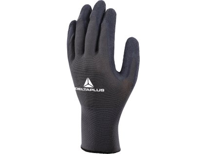 VE630 RUKAVICE ÚPLETOVÉ POLYESTEROVÉ -NA DLANÍCH LATEXOVÝ POVLAK (Velikost 7, Barva šedá-černá)