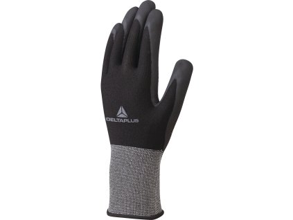 VE724NO RUKAVICE ÚPLETOVÉ POLYESTEROVÉ/SPANDEX - NA DLANÍCH POVLAK + ZOUBKY NITRIL (Velikost 7, Barva černá)