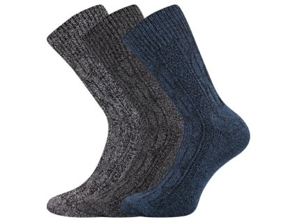 Ponožky silné PRADĚD melírované MIX TMAVÉ (3 páry) (Velikost 35-38 (23-25), Barva mix světlé)