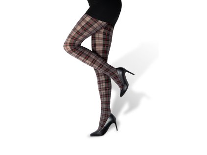 Punčochové kalhoty SARA kostkované ČERNO-ČERVENÉ (Velikost S, Barva kostka)