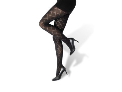 Punčochové kalhoty GIORGIA vzorované NERO (černé) (Velikost S, Barva nero)