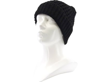 VOXX Čepice pletená ATOSA s ohrnutým lemem ČERNÁ (Velikost uni, Barva černá)