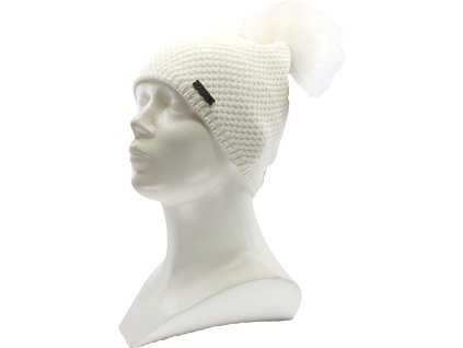 VOXX Čepice dámská pletená GALLOPERA s bambulí BÍLÁ (Velikost uni, Barva bílá)