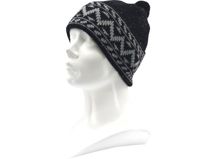 VOXX Čepice pánská pletená VIPER s bambulkou ČERNO-ŠEDÁ (Velikost uni, Barva černá)