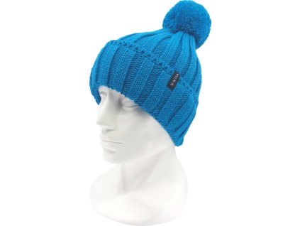 VOXX Čepice chlapecká pletená RENAM s bambulí MODRÁ (Velikost uni, Barva modrá)