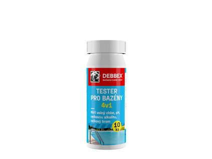 Cranit Tester pro bazény 4v1 10 ks testovacích proužků tuba v blistru namodralá