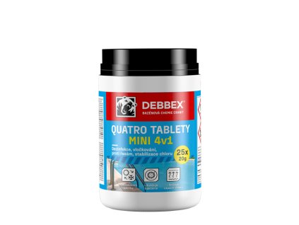Cranit Quatro tablety Mini – dezinfekce, proti řasám, vločkování, stabilizace 500 g dóza namodralá