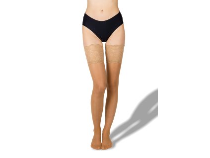 Samodržící punčochy PASSION hold-ups 20 DEN BEIGE (tělové) (Velikost S, Barva beige)