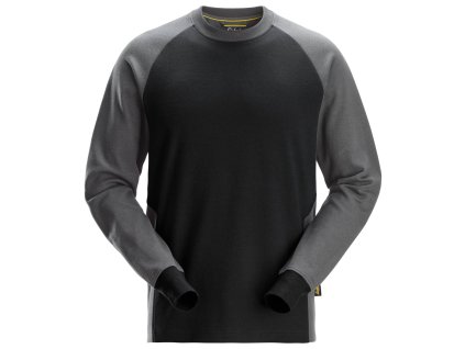 Dvojbarevné tričko s dlouhými rukávy černošedé vel. S Snickers Workwear (Velikost XXL)