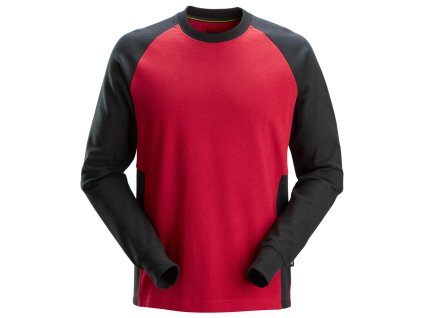 Dvojbarevné tričko s dlouhými rukávy červenočerné vel. S Snickers Workwear (Velikost S)