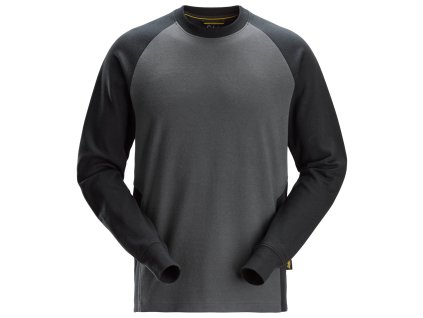 Dvojbarevné tričko s dlouhými rukávy šedočerné vel. S Snickers Workwear (Velikost S)
