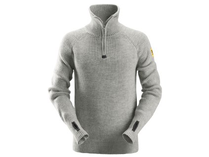 Svetr vlněný s ½ zipem šedý vel. S Snickers Workwear (Velikost XXL)