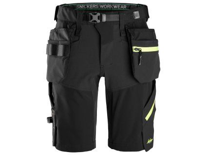 Kraťasy FlexiWork+ Softshell Stretch černé Snickers Workwear (Velikost 52)