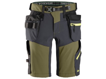 Kraťasy FlexiWork+ Softshell Stretch khaki Snickers Workwear (Velikost 46)