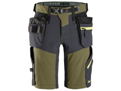 Kraťasy FlexiWork+ Softshell Stretch khaki Snickers Workwear (Velikost 54)