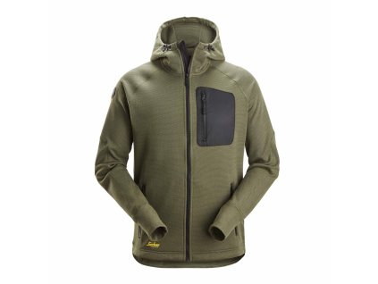 Mikina s kapucí FlexiWork Mesh khaki vel. S Snickers Workwear (Velikost S)