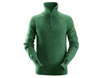 Vlněný svetr s ½ zipem zelený vel. XXL Snickers Workwear (Velikost XXL)