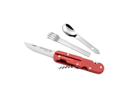 BIVOUAC FRENCH NAVY CAMP KNIFE RED HANDLE - TEXTILE POUCH - FORK and SPOON (Velikost UNI)