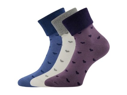 Ponožky dámské celofroté HERMÍNA se srdíčky MIX (3 páry) (Velikost 35-38 (23-25), Barva mix)
