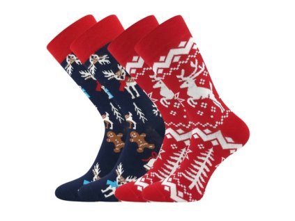 Ponožky pánské obrázkové SOBÍK VÁNOČNÍ 2 páry (1 pack) (Velikost 39-42 (26-28))