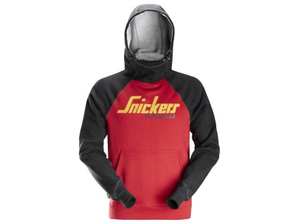 Mikina s kapucí a logem červenočerná vel. XXL Snickers Workwear (Velikost XXL)