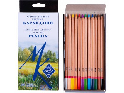 Sada uměleckých profi pastelek v papírové krabičce 12 ks Master class zn. Nevskaya Palitra.