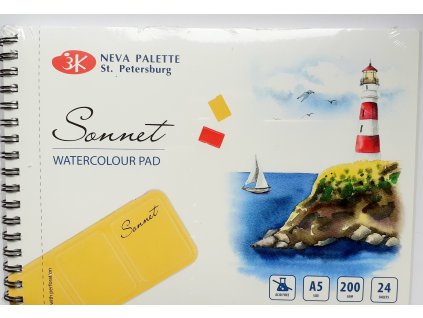 Akvarelový blok Sonet, zn. Nevskaya Palitra,200 g/m2, A5