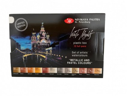 Akvarelové barvy metallic a pastelové barvy set 12 ks zn Nevskaya Palitra