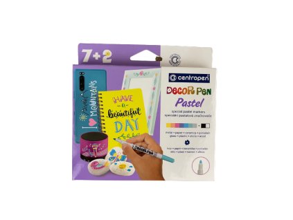 Speciální barevní značkovače Decor pen pastel na různé povrchy Centropen 7 + 2