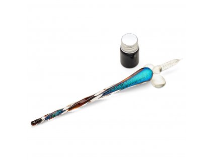 Sada skleněného  pera se zásobníkem a inkoustem