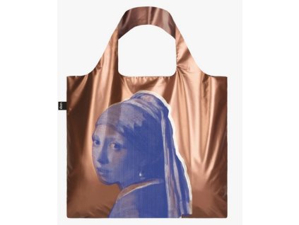 Nákupní taška LOQI JOHANNES VERMEER Gilr with a Pearl Earring Rose Gold Metallic