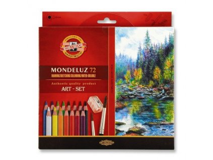 Akvarelové pastelky ART-SET Mondeluz 72 ks + 2 ořezávátka + 3 štětce