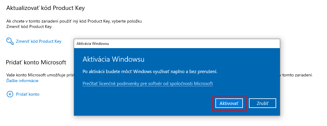 Windows 10 – tlačítko Aktivovat pro spuštění upgradu, informace o restartu systému