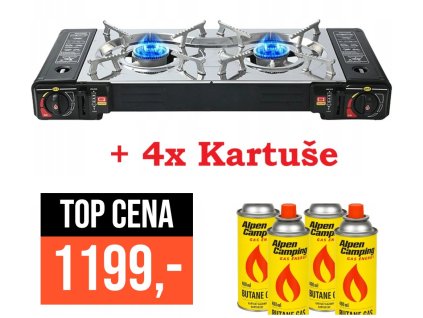 Plynový dvouvařič NEREZ + 4x kartuše