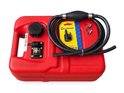 Set nádrž 24L SEAFLO + kvalitní hadice s balonkem 8mm Goldenship + kvalitní konektor 8mm Goldenship + nerez hadicová svorka 2x