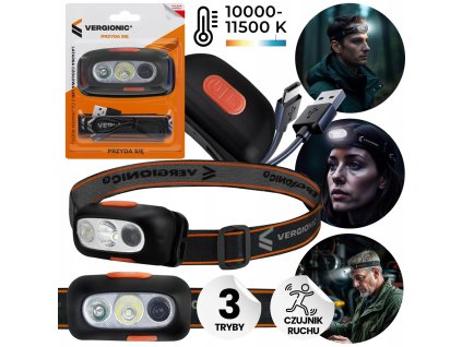 VERGIONIC LED Celovka s USB pohybovym senzorem vodotesna Kod vyrobce 8188