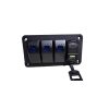 Hliníkový přepínací panel 3x vypínač / LED voltmetr / 1x USB + 1x USB-C