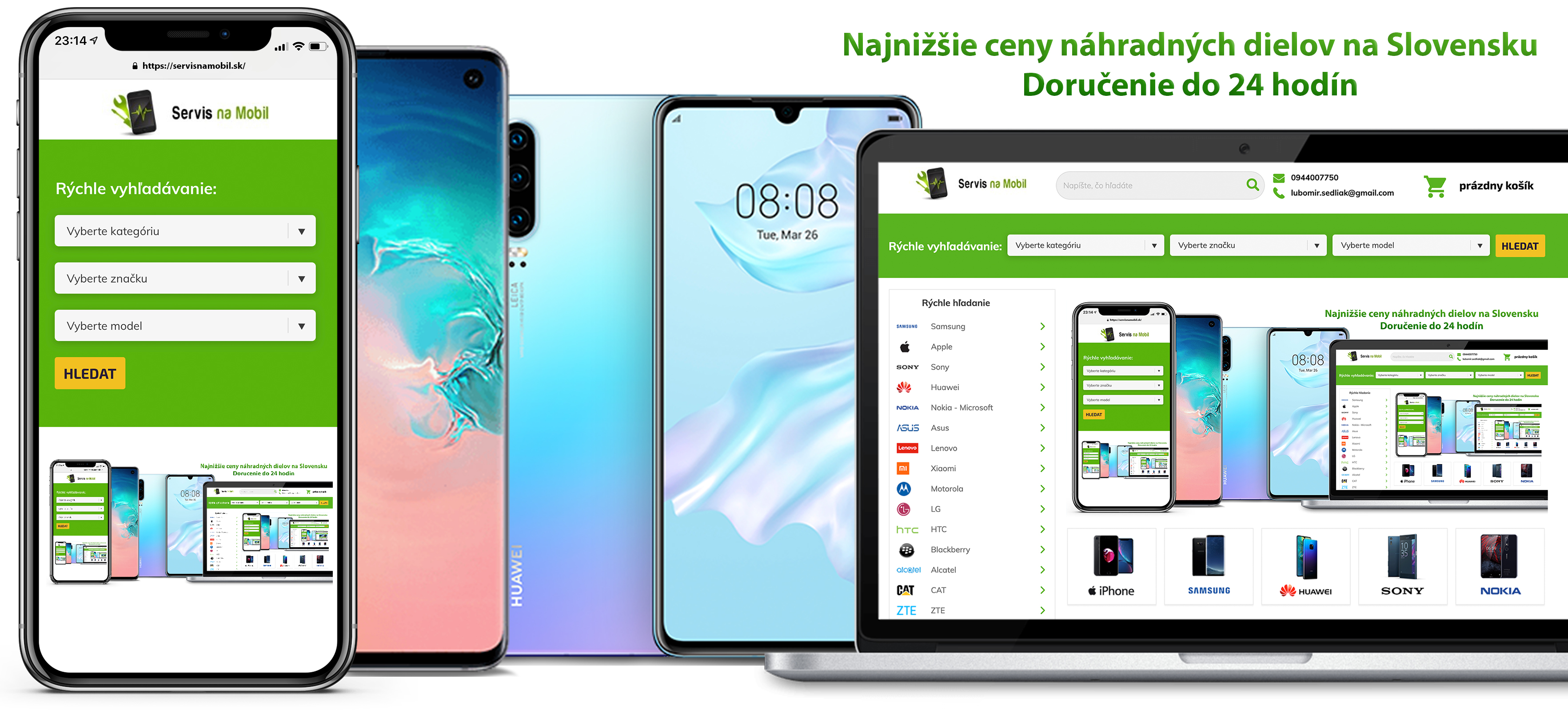 Náhradné diely pre mobilné telefóny, lcd displej, dotykové sklo, flex, kryt