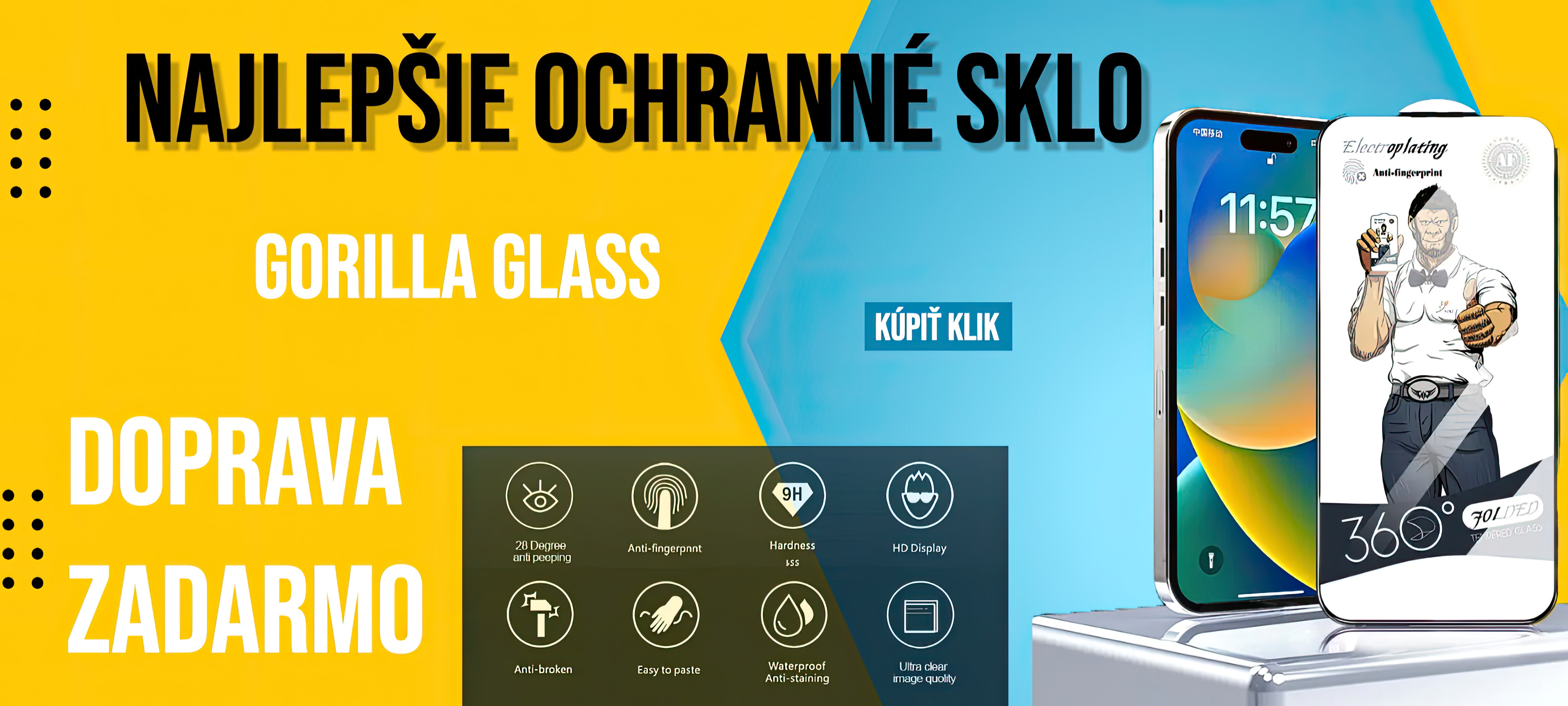 Najtvrdšie ochranné sklo na displej Gorila Glass
