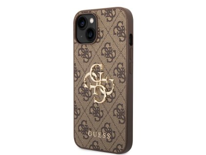 Guess PU 4G Metal Logo Zadní Kryt pro iPhone 14 Brown