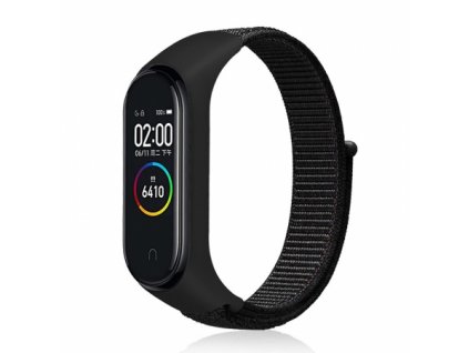 Nylonový športový remienok na hodinky pre Xiaomi Mi Smart Band 5 / 6 / 7 čierna farba