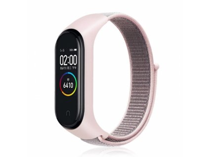 Nylonový športový remienok na hodinky pre Xiaomi Mi Smart Band 5 / 6 / 7 ružová farba