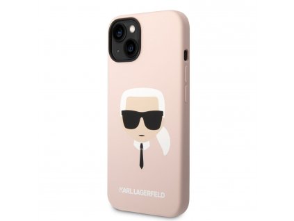 Karl Lagerfeld Liquid Silicone Karl Head Zadní Kryt pro iPhone 14 Plus Pink