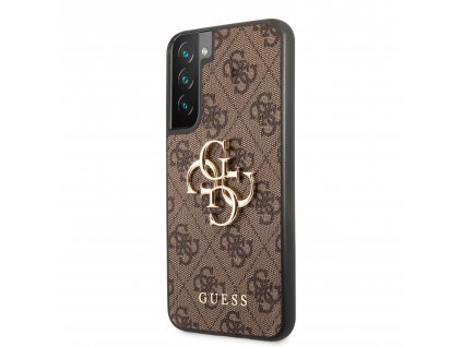 Guess PU 4G Metal Logo Zadní Kryt pro Samsung Galaxy S23+ Brown