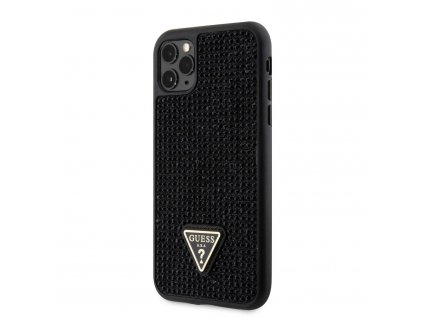 Guess Rhinestones Triangle Metal Logo Kryt pro iPhone 11 Pro Black