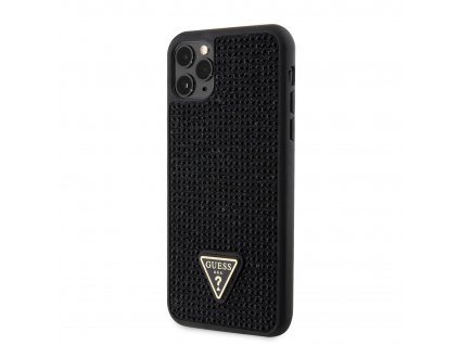 Guess Rhinestones Triangle Metal Logo Kryt pro iPhone 11 Pro Max Black