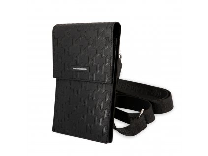 Karl Lagerfeld Saffiano Monogram Wallet Phone Bag Black
