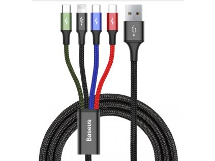 Baseus CA1T4-B01 Fast 4in1 Kabel Lightning, 2x USB-C, MicroUSB 3.5A 1.2m Black (Pošk. Balení)
