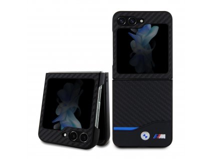 BMW M PU Carbon Blue Line Zadní Kryt pro Samsung Galaxy Z Flip 5 Black